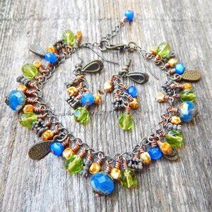 GEMSTONE EARRINGS & BRACELET "BY THE BEACH"